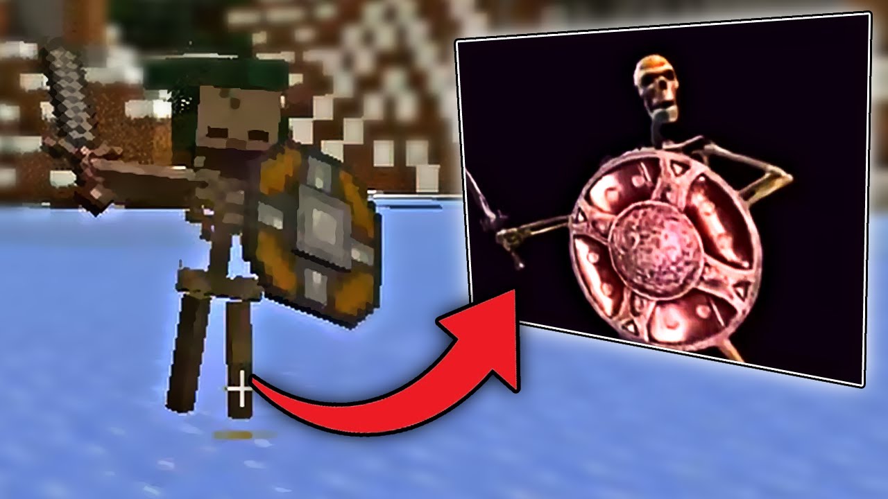 Демонстрация модов с мемами про скелетов и щиты в Skyrim