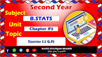 Inter Part-2 Business Statistics Unit 03{Lecture No 7} Data Ex 3.2 Q#2 #hafizzulfiqarshahid