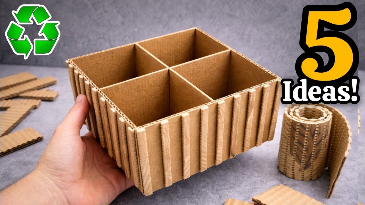 STORAGE BASKET DIY /5 Cardboard Box Organizers / Amazing Craft Idea