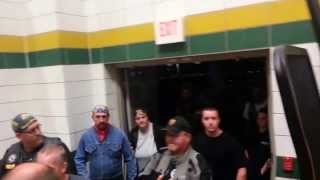 Great River Honor Flight Quincy IL part one beginning entering gym before vets and heroes enter