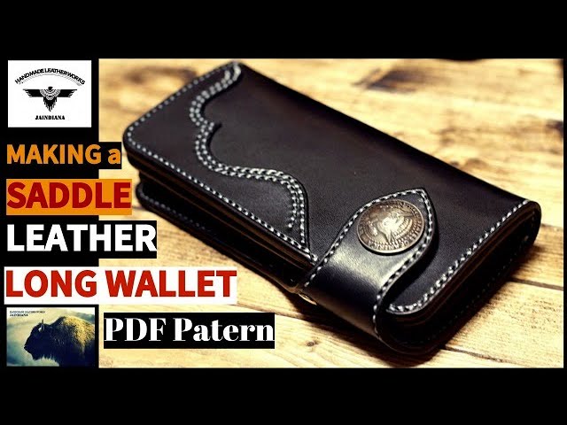 With a PDF pattern,], Making a Saddle Leather Long Wallet [leathercraft] -  YouTube