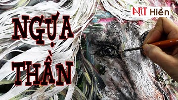 Vẽ ngựa - Bạch mã vẽ và đắp nổi - Art Hiền - Draw and emboss white horse