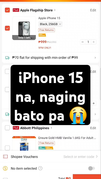 Shopee 9.9 Sale Php 999 iPhone 15 256GB #shorts #shopee #sale #iphone