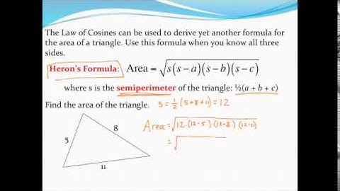 Finding the area of a triangle using Heron