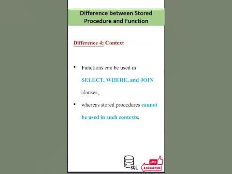 Difference between Stored Procedure and Function in SQL | Interview ...