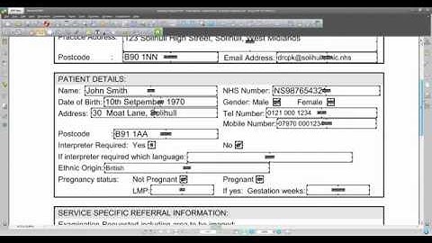 Fillable PDF Demonstration - Electronic automation using an NHS GP Referral Form