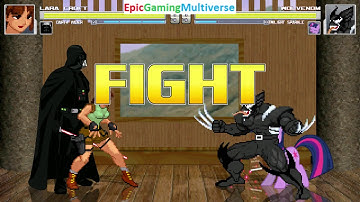 Twilight Sparkle And Wolvenom VS Lara Croft And Darth Vader In A MUGEN Match / Battle / Fight