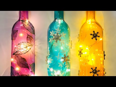 DIY Bottle Art - Quick And Easy Decorated Light Up Bottles