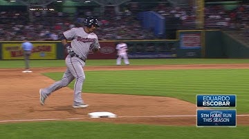 MIN@CLE: Escobar cranks a two-run homer in the 9th