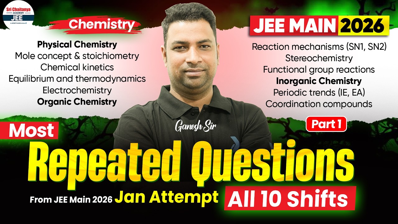 🔁All 10 Shifts: Most Repeated CHEMISTRY Questions From JEE Main 2026 ...