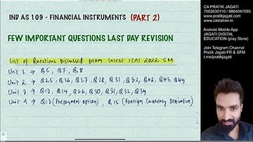 Ind As 109 - 20 Imp Questions Revision | Financial Instruments | CA Final FR