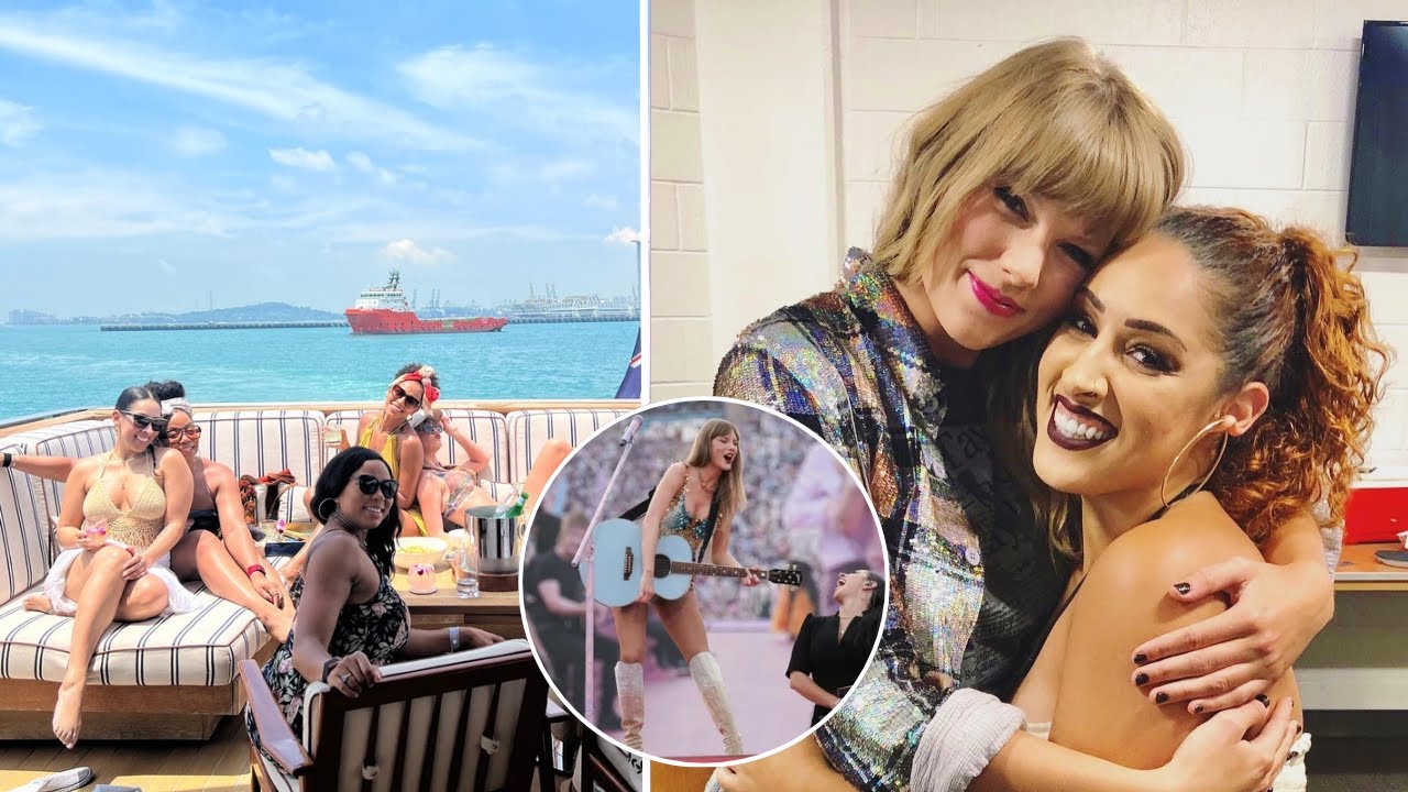 Taylor Swift sunbathes in bikini with Eras Tour backup singers in rare ...