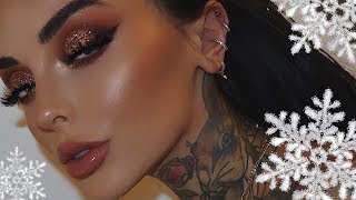 BRONZED &amp; SPARKLY CHRISTMAS MAKEUP | JINGLE BELLE CHRISTMAS