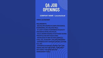 QA JOB OPENING FOR AUTOMATION TESTING  #testing #education #automationtesting #selenium #manualtest