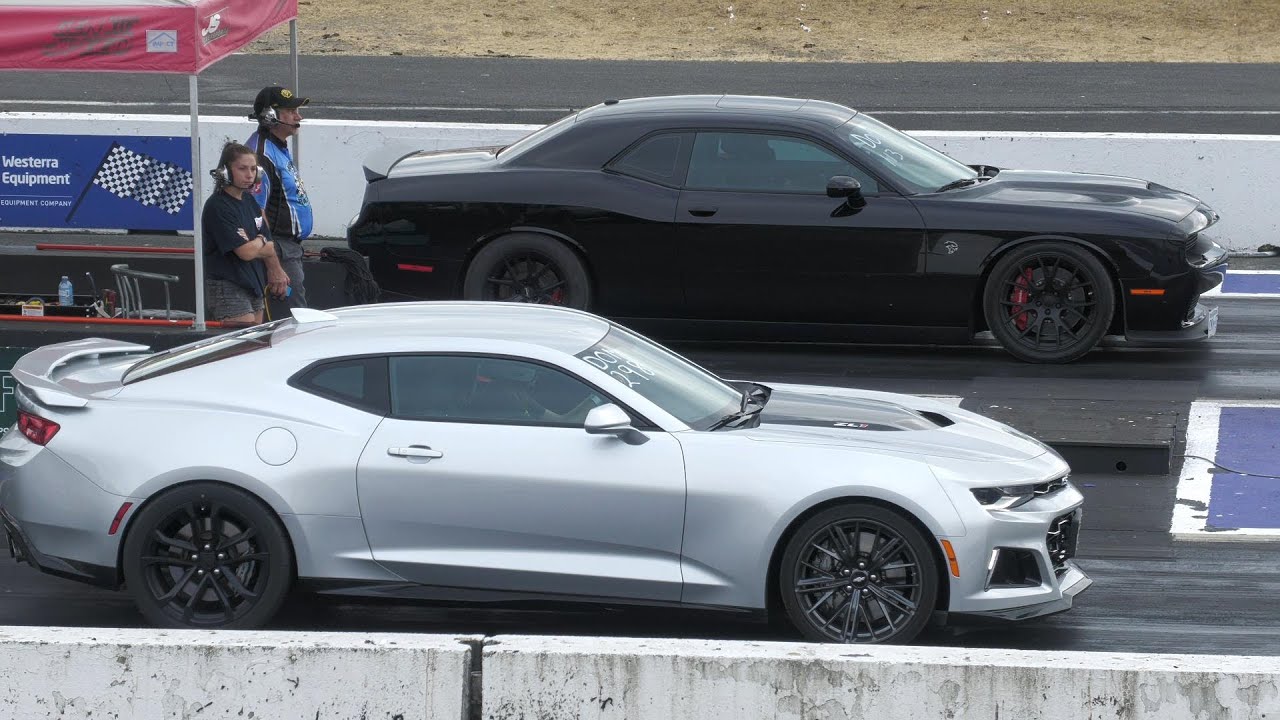 Dodge Hellcat Races Chevy Camaro Zl1