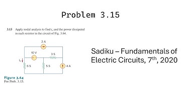 Problem 3.15 - Fundamental of Electric Circuits (Sadiku 2020) 7th Ed - Nodal Analysis