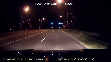 Dash Cam dashcam extreme glare solution dash camera with CPL filter low light sample
