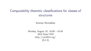 ICM2014 VideoSeries IL1.5 : Antonio Montalbán on Aug18Mon