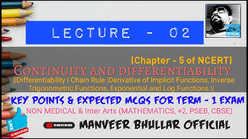 Lecture - 02|| Differentiability | Ex. 5.2-5.5|| Most Expected MCQs | Term 1, +2 PSEB CBSE 2021 Exam