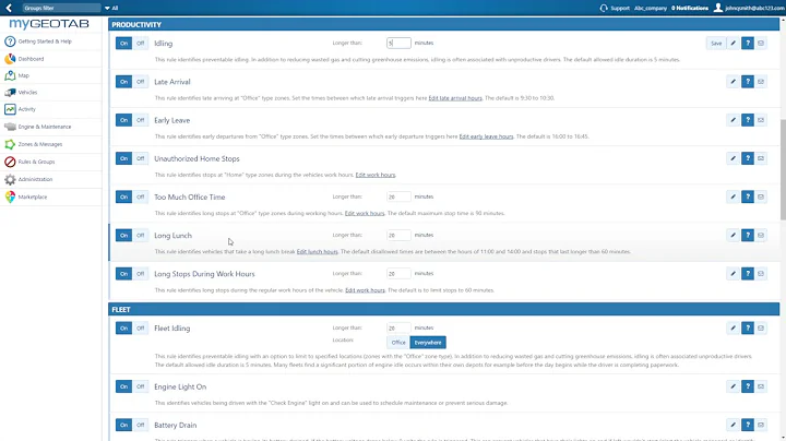 How to Set Rules for your Fleet in MyGeotab   Fleet Optimization