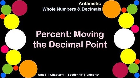 Arithmetic || Video 19 || Percent: Moving the Decimal Point