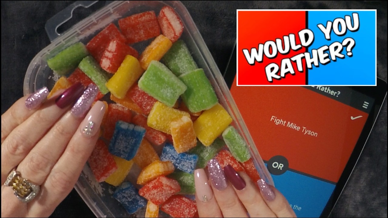 ASMR Gummy Rainbow Bricks & Would You Rather On iPad | Whispered Game Play & Tapping