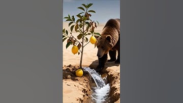 The bear saved the Lemon plant from drying up by watering it 😭#ai #tree #save #watering