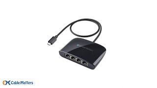 Cable Matters USB-C to 4-port Gigabit Ethernet Adapter in Black