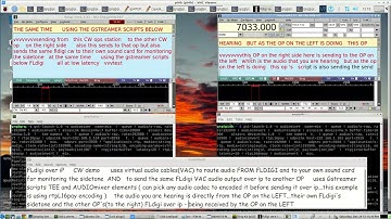 FLdigi over iP - LiVE demo sending FLdigi Morse Code Audio between 2 CWops over the internet