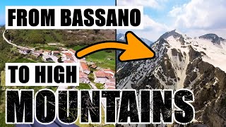 Flying from Bassano to the high mountains on a paraglider