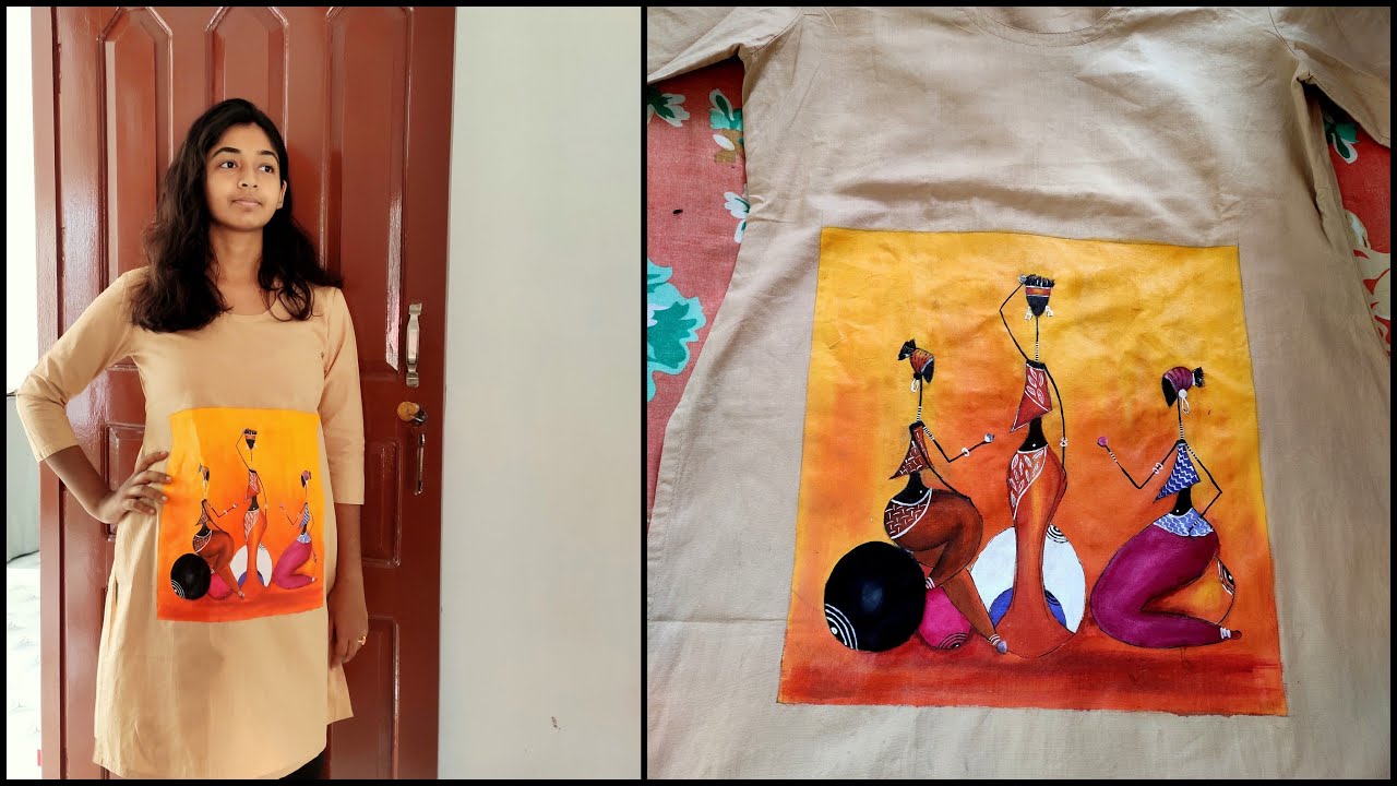 Ladies Hand Painted Designer Kurtis at Best Price in Bhopal | Rakhi  Creative Fabric Painting