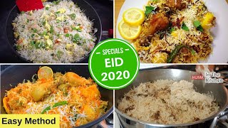 4 Eid Special Rice Recipes -Sindhi Biryani - Degi Biryani - Yakhni Pulao by (HUMA IN THE KITCHEN)