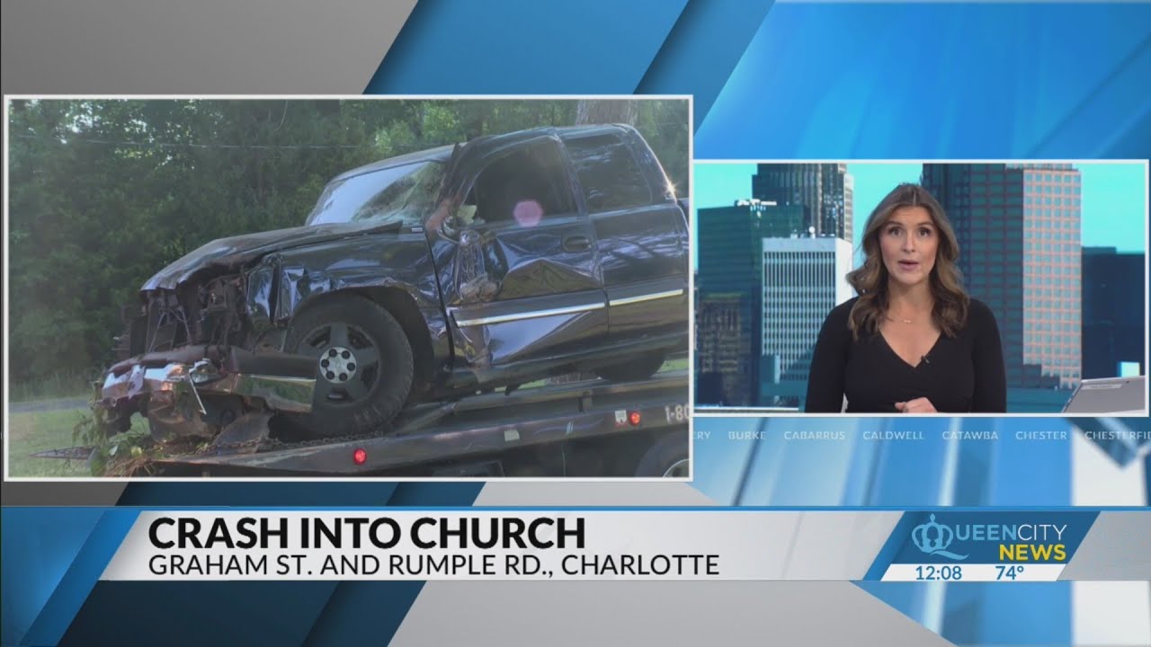 Stolen vehicle crashes into church after pursuit: CMPD - YouTube
