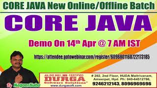 CORE JAVA Online Training in DURGASOFT