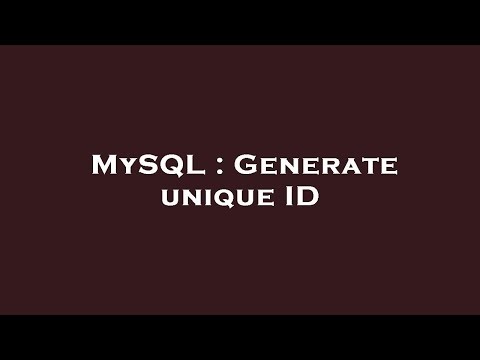 MySQL : Generate