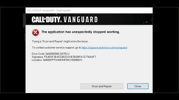 Fix Call Of Duty VANGUARD Error The Application Has Unexpectedly Stopped Working Error 0x00000000