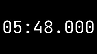 Countdown timer 5 minutes, 48 seconds [05:48.000] - White on black with milliseconds