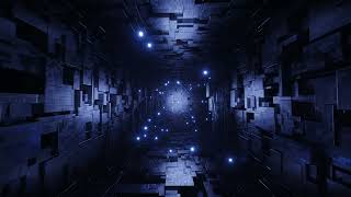 4K Animation. VJ Loop. A dark room filled with squares. Infinitely looped animation