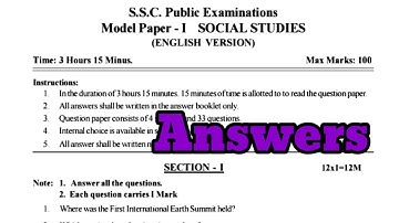 10th class pre final social studies question paper and answer key new model paper 1 new syllabus
