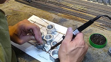 Scratch built number 4 turnout part 5 solder the first rail down