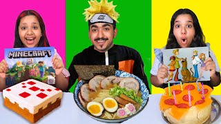 الاكل الحقيقي ضد أكل الكرتون !!! cartoon food vs real food challenge
