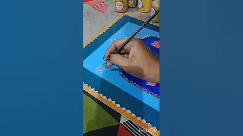 Pichwai art with acrylic colours on wooden board #artist_shivanki #viral #shorts #art #trending