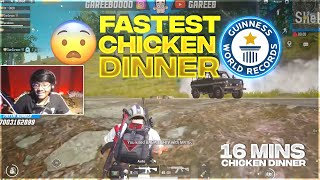 WORLD RECORD FASTEST CHICKEN DINNER IN 16 MINUTES | PUBG MOBILE WORLD RECORD