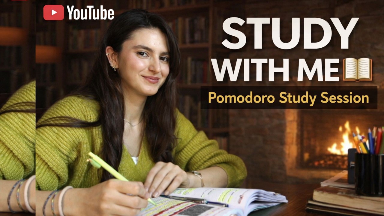 Study With Me 📚 6 saat birlikte çalışalım | 90/15 Pomodoro | Fireplace