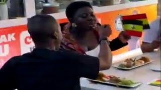 Afua Asantewaa's husband feeds her Chef Faila's food at Tamale