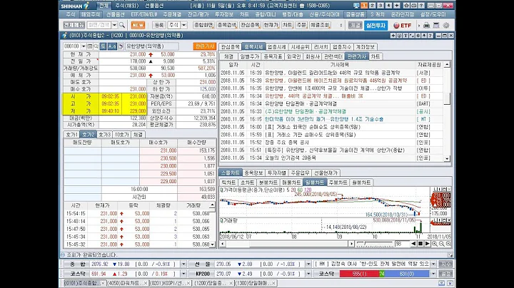 유한양행과 (우)포함, 남선알미늄(우), 에이치엔티, 상한가(2018년 11월 5일 증시현황)