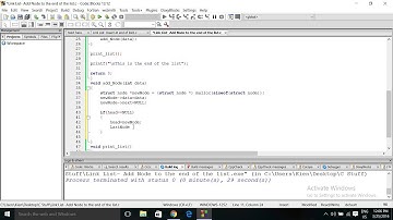 C program 004 - Link List  Inserting at end of List chain... Malloc pointers etc