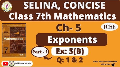 Class 7th ICSE | Selina Math | Ch- 5 Exponents Ex: 5 ( B ) Ques: 1 & 2 | Exponents and Powers