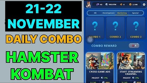 HAMSTER KOMBAT GAMEDEV DAILY COMBO | HAMSTER KOMBAT DAILY COMBO | 21 NOVEMBER HAMSTER DAILY COMBO |
