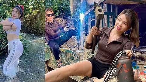 Full video: girl repairs and maintains machines and renews tools